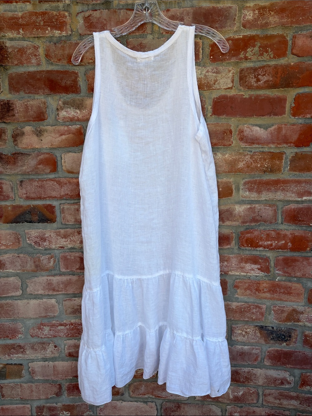CP Shades White Sleeveless Tiered linen dress/swimsuit cover - Picture 3 of 7